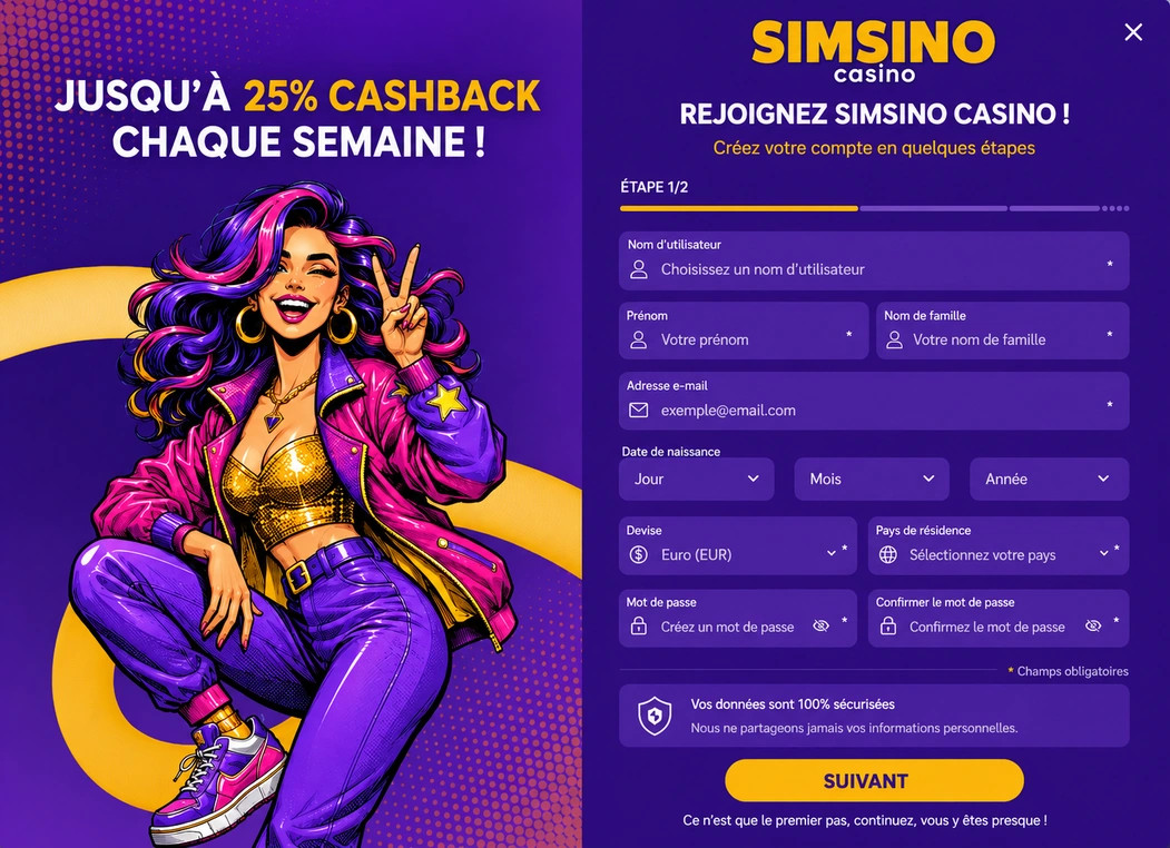 Simsinos Casino account registration